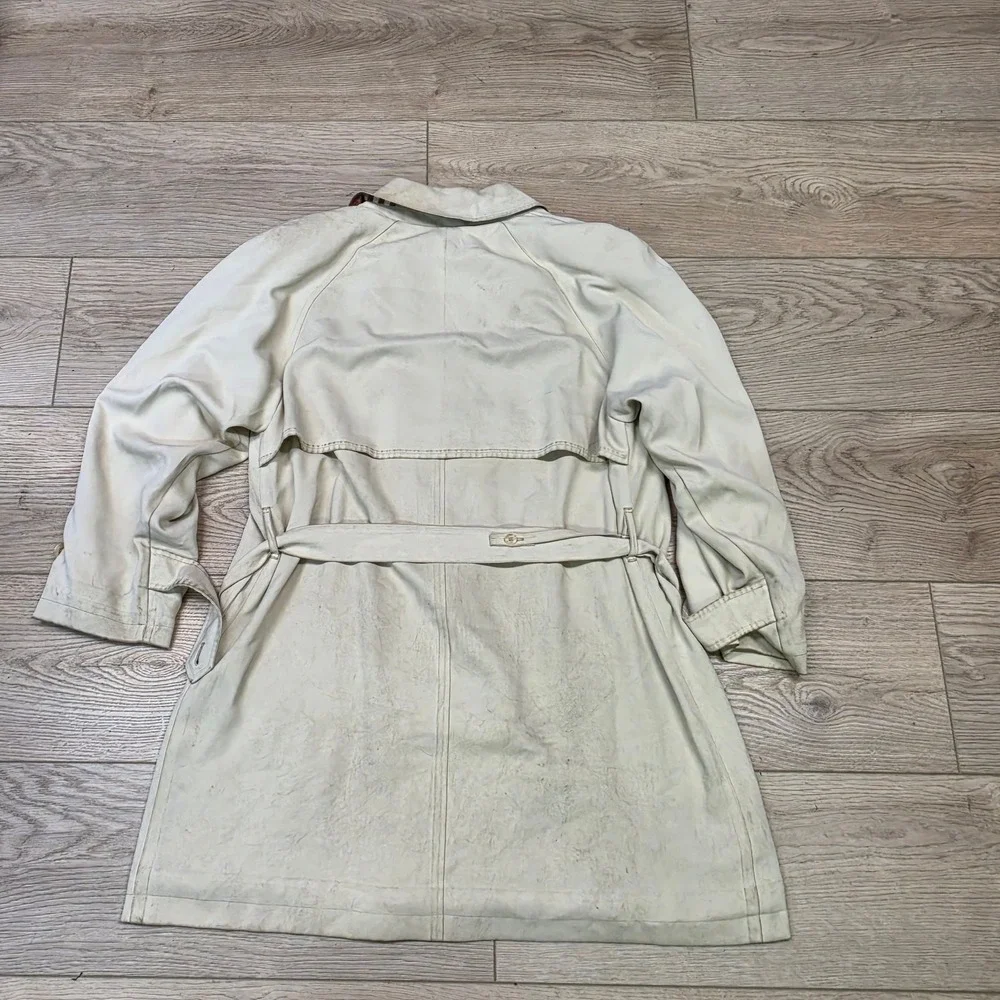 Burberry Trench Coat Womens Cream Fair Vintage Belted Nova Check Lining - Picture 12 of 16